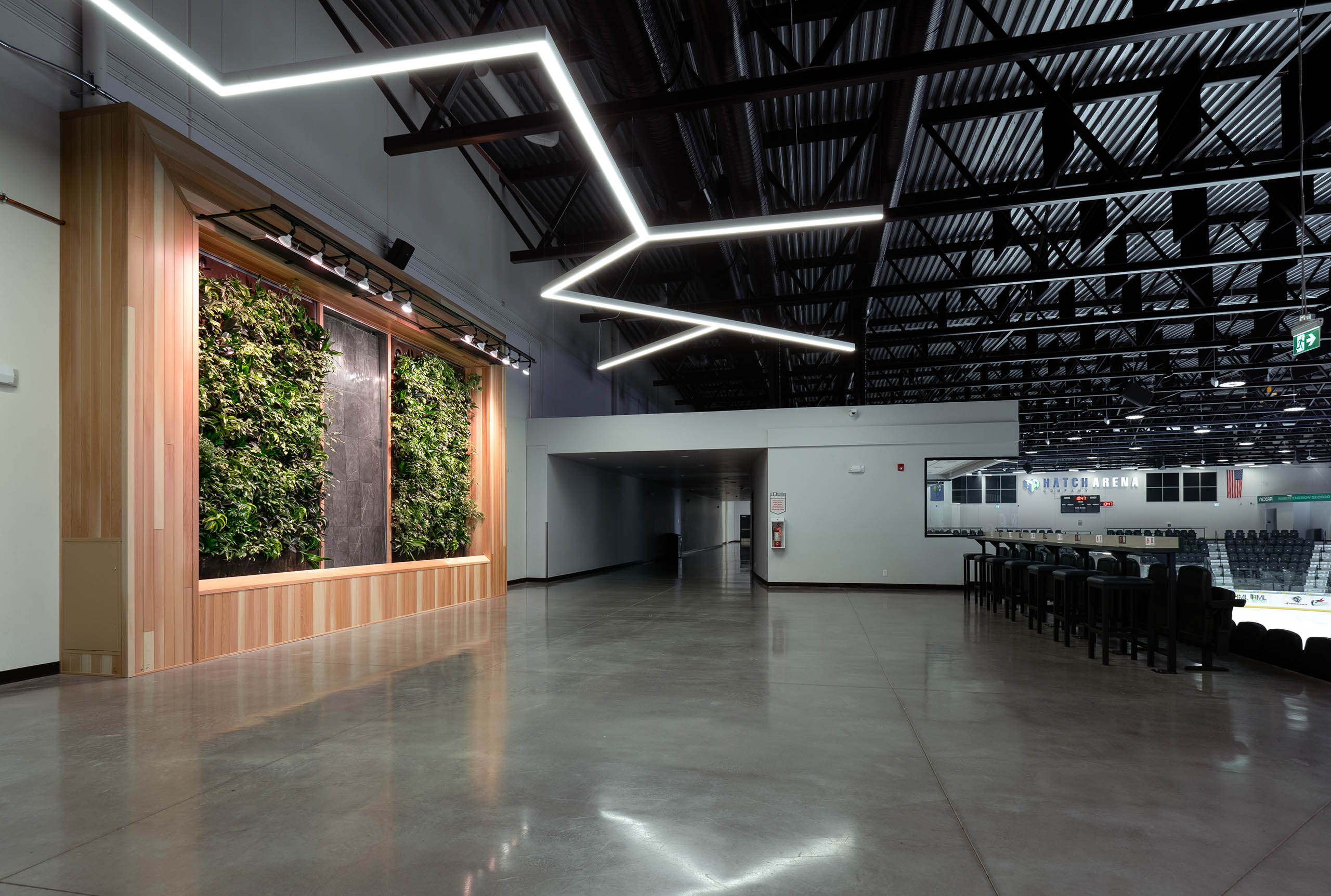Seating area with a beautiful plant wall